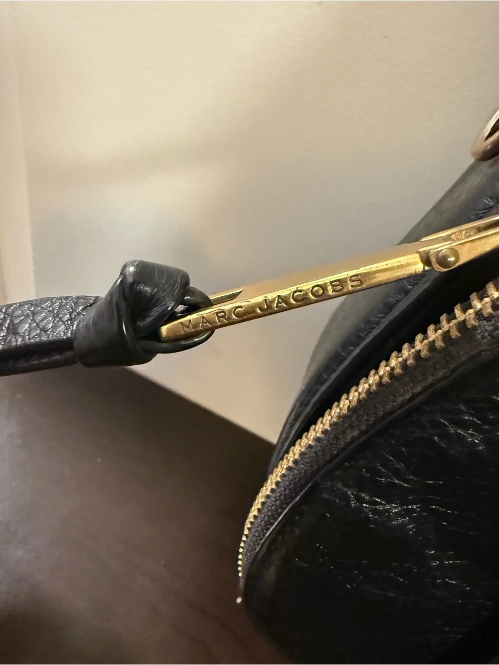 Marc Jacobs Black Leather Crossbody with Gold Hardware